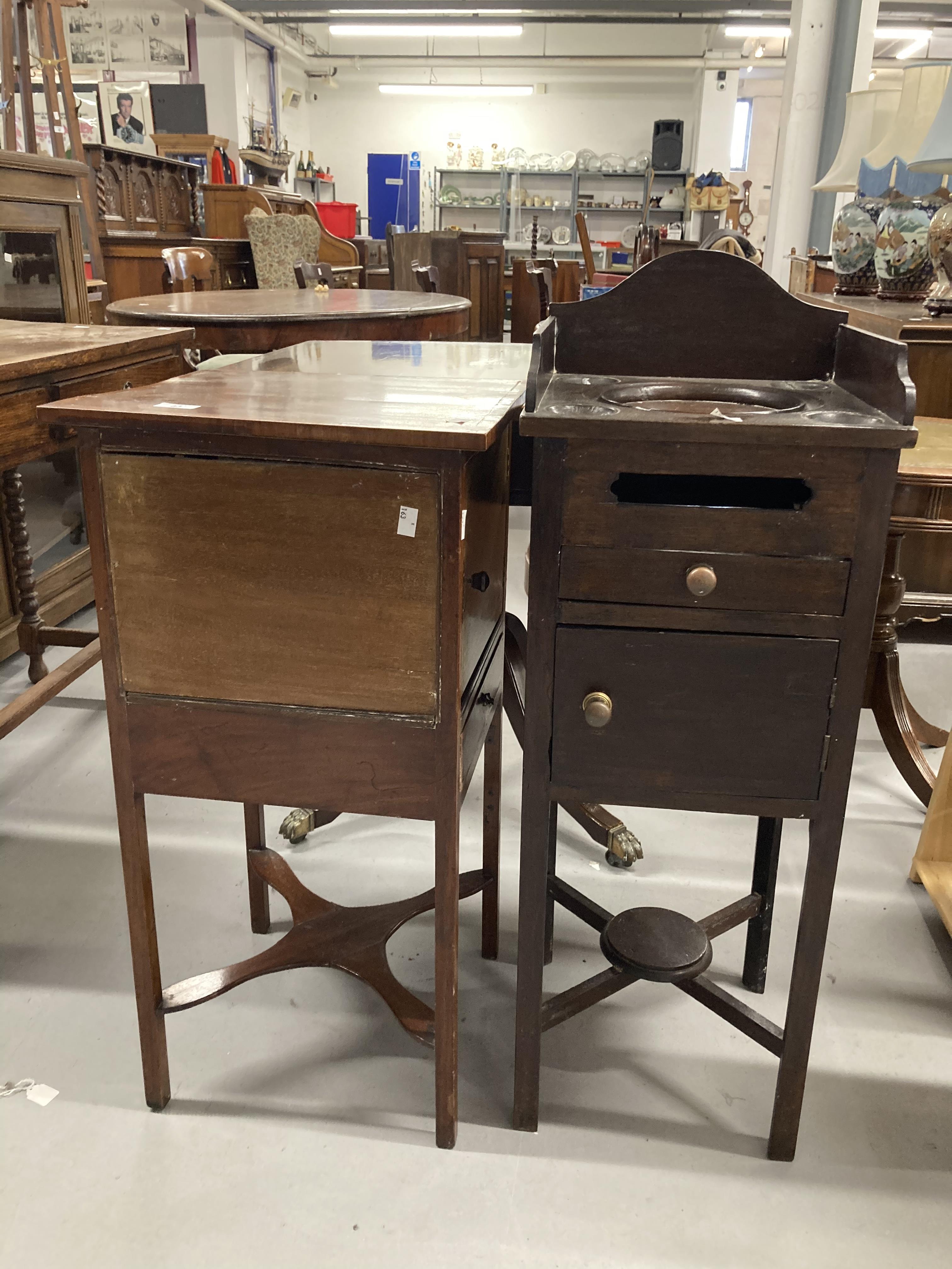 19th cent. Mahogany pot cupboard/washstand. 13ins. Plus mahogany pot cupboard, single drawer with