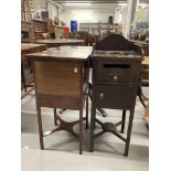 19th cent. Mahogany pot cupboard/washstand. 13ins. Plus mahogany pot cupboard, single drawer with