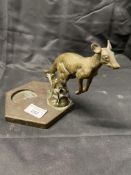 20th cent. Motoring bronze kangaroo impressed RD AEL possibly a converted car mascot. 6ins.