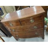 19th cent. Mahogany bow front chest of drawers. 35ins. x 17ins. x 33½ins.