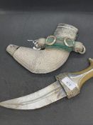 Militaria: Very ornate silver presentation Jambiya dagger, the bone handle, silver mounted in it's