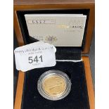 Numismatics: Gold coin Elizabeth II Proof Sovereign 2012. Boxed.