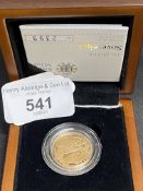 Numismatics: Gold coin Elizabeth II Proof Sovereign 2012. Boxed.