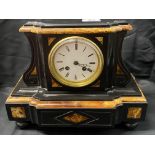 19th cent. French clock, chimes on gong, black and red marble cased signed Marc, Paris.