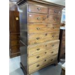 Early 19th cent. Mahogany chest on chest, top two over three, base three long, on bracket