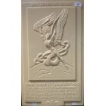 World War II cream Bakelite War Savings Campaign 1943 plaque, presented by Air Ministry for Wings