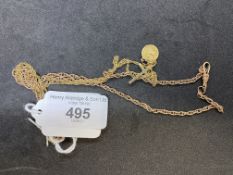 Hallmarked Jewellery: Two 9ct chains, one trace link with St. Christopher and cross pendants