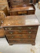 18th cent. Oak chest of four drawers on bracket supports of modest proportions, some later