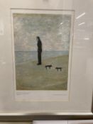 20th cent. Limited Edition print by L. S. Lowry of a man looking out to sea 1968 published by Adam