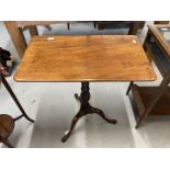 19th cent. Mahogany rectangular table of small proportions, turned twist column support on shaped