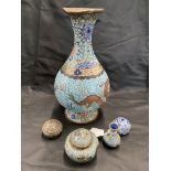 Ex-Dr. S. Lavington Hart Collection. 19th/20th cent. Chinese cloisonne baluster vase, blue ground