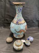 Ex-Dr. S. Lavington Hart Collection. 19th/20th cent. Chinese cloisonne baluster vase, blue ground