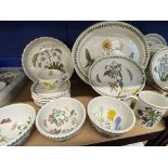20th cent. Ceramics: Portmeirion Botanic Garden, dessert bowls x 3, cream jug, saucers x 7, cup,