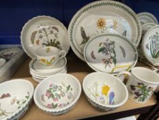 20th cent. Ceramics: Portmeirion Botanic Garden, dessert bowls x 3, cream jug, saucers x 7, cup,