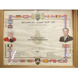 Militaria: Framed and glazed presentation painted parchment 'In appreciation of your distinguished
