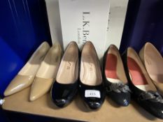 Fashion/Designer Shoes & Boots: L. K. Bennett beige patent court shoe, boxed, Stuart Weitzman dust