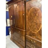 19th cent. Mahogany linen press, two cupboards over two short and three long drawers. 50ins. x