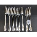 Hallmarked Silver: Ex-Dr. S. Lavington Hart Collection. Table fork (8), Josiah Williams & Co.