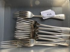 Hallmarked Silver: Ex-Dr. S. Lavington Hart Collection. Table forks (8), Josiah Williams & Co.