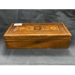 20th cent. Inlaid treen glove box. 10½ins. x 5ins.