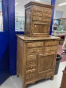 Rustic oak Ecuadorian oak two tier kitchen with spice drawers. 32ins. x 63ins.