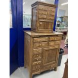 Rustic oak Ecuadorian oak two tier kitchen with spice drawers. 32ins. x 63ins.