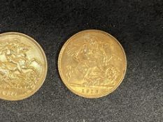 GB Gold half Sovereign George V 1911, 1913. 2 x 4g.