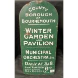 Bournemouth Winter Garden and Pavilion enamel sign, green and white.