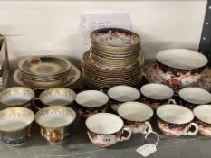 19th cent. Ceramics: Royal Crown Derby coffee set comprising side plates x 12, saucers x 11, cups