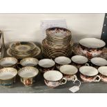 19th cent. Ceramics: Royal Crown Derby coffee set comprising side plates x 12, saucers x 11, cups