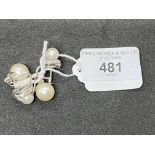 Jewellery: Two pairs of white metal earrings, one pair set with a single 11.5mm imitation pearl