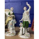 20th cent. Sitzendorf figurine, Shepherd and His Lady, decorated in colour enamels, possible