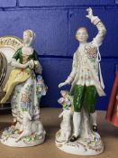 20th cent. Sitzendorf figurine, Shepherd and His Lady, decorated in colour enamels, possible