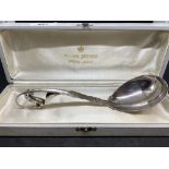 Art & Design: Georg Jensen sterling silver caddy spoon, boxed. 75g.