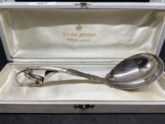 Art & Design: Georg Jensen sterling silver caddy spoon, boxed. 75g.