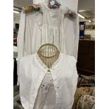 19th cent. Textiles white lawn Christening gown, front panel decorated with pin tucks and lace,