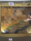 Militaria: Large laminated wall map of Oman, together with two related overhead projector slides