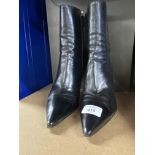 Fashion/Designer Shoes & Boots: Gucci black leather Cosham boots, zip side, stiletto heel. Boxed