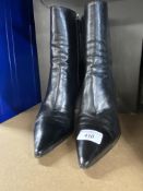Fashion/Designer Shoes & Boots: Gucci black leather Cosham boots, zip side, stiletto heel. Boxed