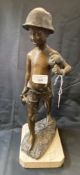 Sculpture: Bronze study of a boy in the style of Giovanni de Martino, Italian 1870-1935, on a