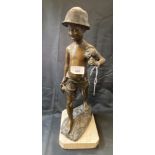 Sculpture: Bronze study of a boy in the style of Giovanni de Martino, Italian 1870-1935, on a