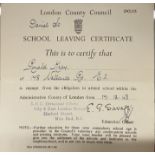 Crime & Punishment/Ronald Kray: London County Council school leaving certificate for one of the most