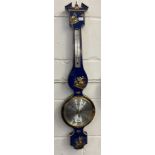 20th cent. Chinoiserie decorated barometer blue ground.