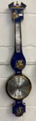 20th cent. Chinoiserie decorated barometer blue ground.