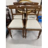 19th cent. Mahogany bar back dining chairs, plus a harlequin group of four rattan dining chairs.