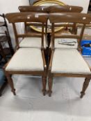 19th cent. Mahogany bar back dining chairs, plus a harlequin group of four rattan dining chairs.