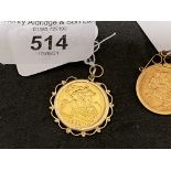 GB Gold coin jewellery Half Sovereign George V 1913. 5g. Including mount. GB Gold coin jewellery