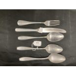 Third Reich: Three aluminium Kreigsmarine mess spoons, together with a Luftwaffe marked knife and