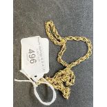 Hallmarked Jewellery: 9ct gold rope link chain, length 15¾ins. Weight 12.8g.