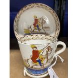 19th cent. Commemorative cup and saucer William of Orange 'No Surrender'. Ex-General Akehurst.